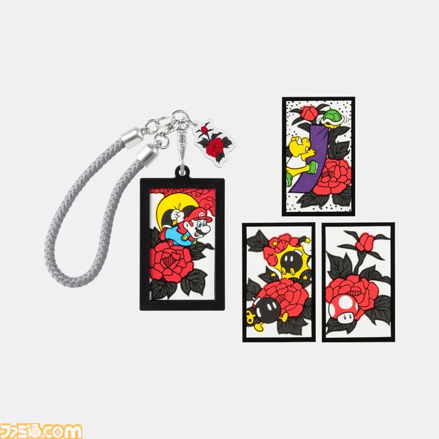 『マリオ花札』がキーホルダーになって登場。花札の図柄にマリオたちを取り入れたオシャレなデザインを、どこにでも持ち歩ける。本日(4/17)発売