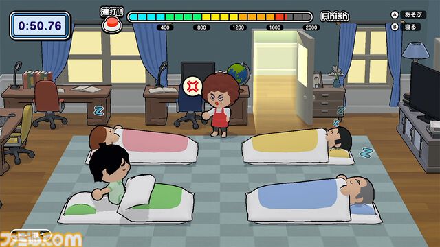 『バレずに夜ふかし』お母さんにバレないように“夜ふかし”してスコアを競うパーティゲームが発売。見回りにはお坊さんやナース、果てはクマもやってくる