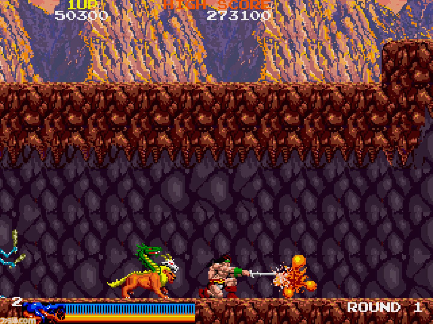 【アケアカ】『ラスタンサーガ』Switch/PS4向けに5/2配信。1987年にタイトーから発売された、盗賊ラスタンを操作して国で暴れまわるドラゴンを倒していくアクションゲーム