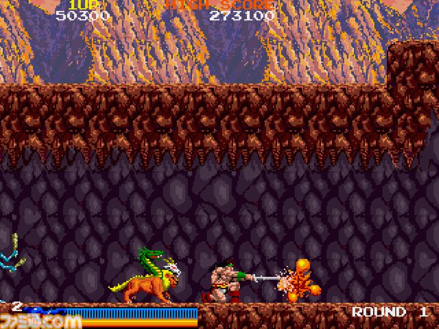 【アケアカ】『ラスタンサーガ』Switch/PS4向けに5/2配信。1987年にタイトーから発売された、盗賊ラスタンを操作して国で暴れまわるドラゴンを倒していくアクションゲーム