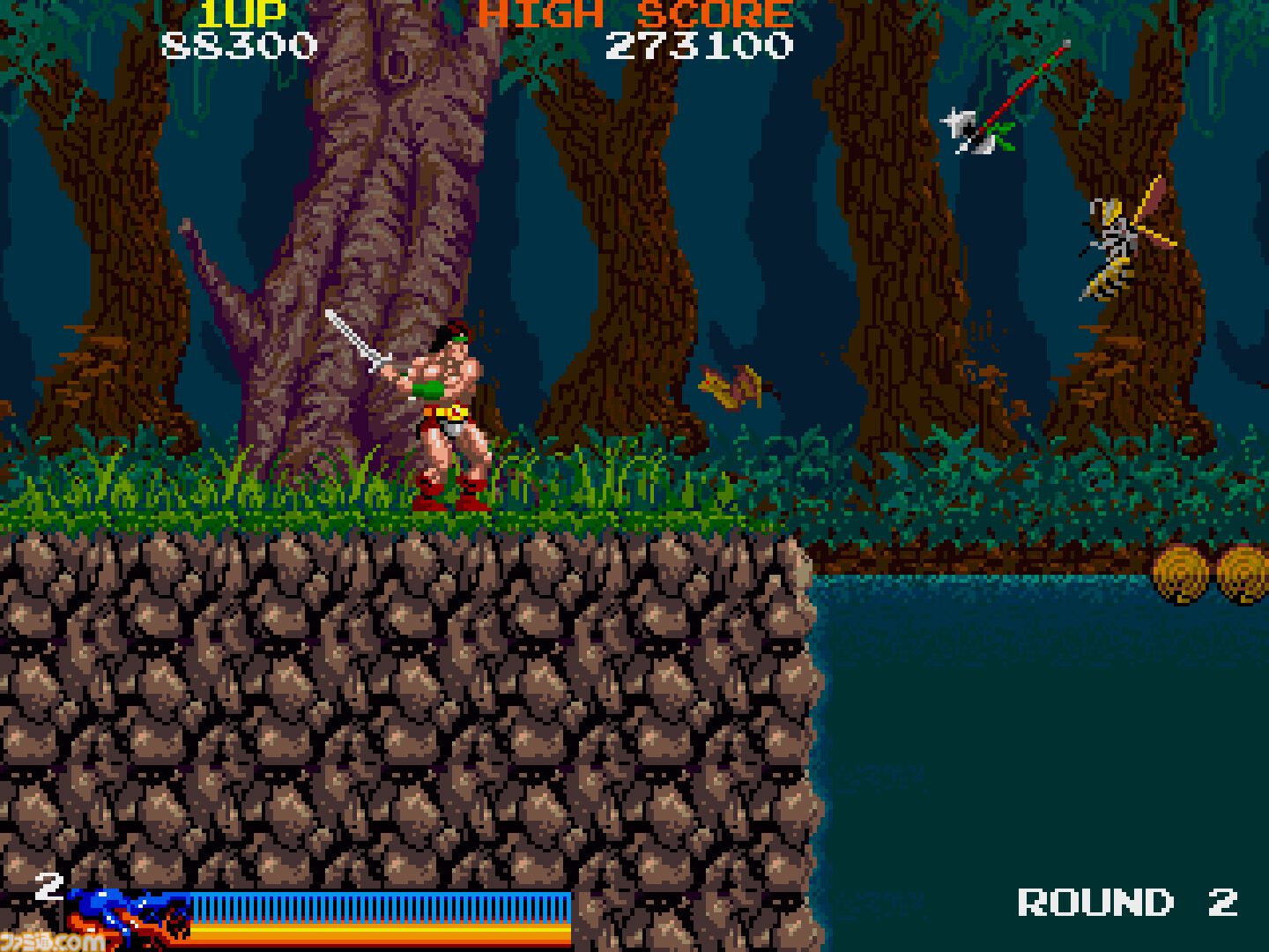 【アケアカ】『ラスタンサーガ』Switch/PS4向けに5/2配信。1987年にタイトーから発売された、盗賊ラスタンを操作して国で暴れまわるドラゴンを倒していくアクションゲーム