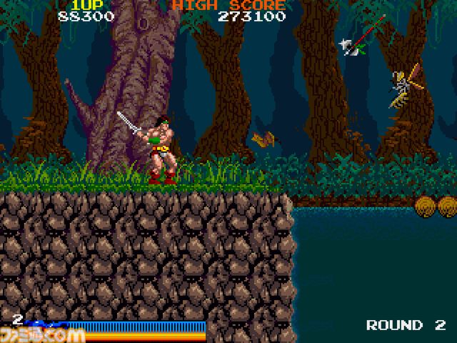 【アケアカ】『ラスタンサーガ』Switch/PS4向けに5/2配信。1987年にタイトーから発売された、盗賊ラスタンを操作して国で暴れまわるドラゴンを倒していくアクションゲーム