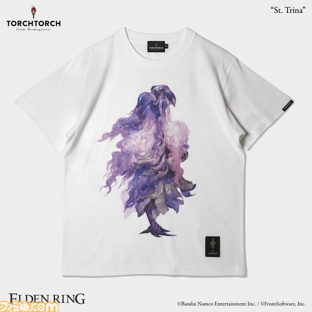 『エルデンリング』聖女トリーナのプリントTシャツが登場。花びらの奥から顔を覗かせる姿が神秘的で儚い。本日（5/2）より予約開始