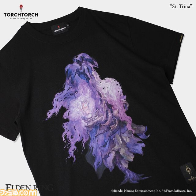 『エルデンリング』聖女トリーナのプリントTシャツが登場。花びらの奥から顔を覗かせる姿が神秘的で儚い。本日（5/2）より予約開始