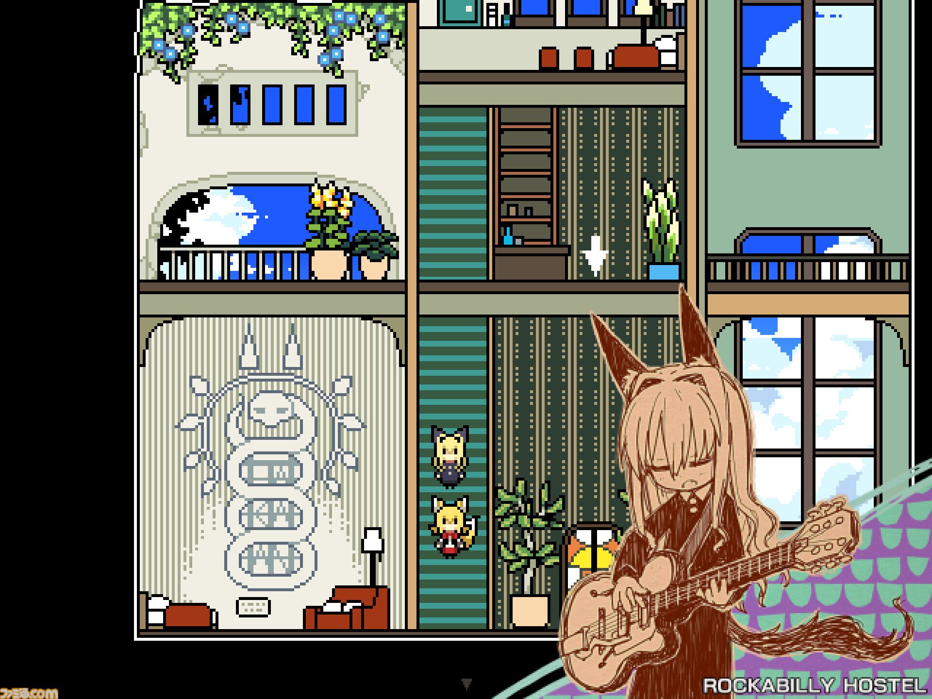『ロカビリーホステル』ケモミミ少女たちの明るく元気な廃墟探索ゲーム、無料体験版が配信。歩き回れる以外にやれることはないけど可愛いからオッケー