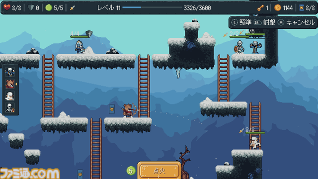 『カード遊びのクマリオ』クマの主人公がカードをドローしながら弓を撃つレトロ風アクションゲーム。ギミックを活用して敵を攻撃するクマらしからぬシステムやターン制カードバトルも楽しめる