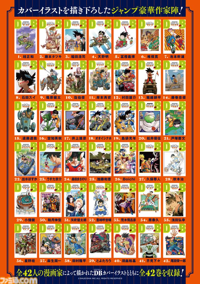 『ドラゴンボール』全42巻セット特別BOXが予約開始。尾田栄一郎や岸本斉史ら豪華ジャンプ作家陣によるリメイク表紙カバーが同梱【悟空の日】
