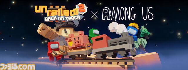 『Unrailed 2:バック・オン・トラック』無料大型アプデで『Among Us』とコラボ。クルーメイトたちが線路建設で奮闘！ 地形が変化する新バイオームも登場