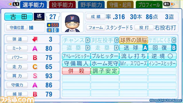 『パワプロ2024』OB　ヤクルトスワローズ　古田敦也　選手能力