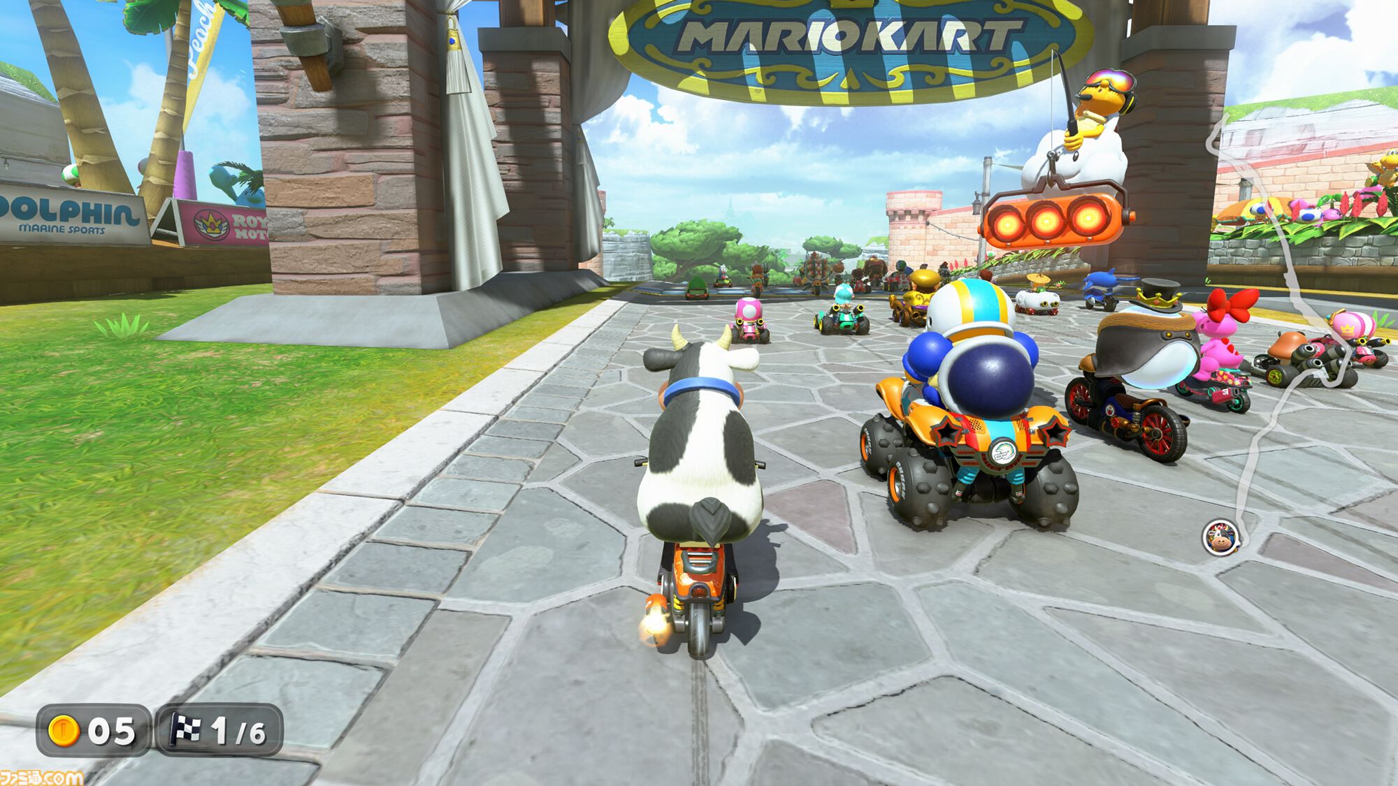 『マリオカート ワールド』24台のレースは混戦・スリリング。ドンドン脱落する“サバイバル”はスピーディー（約10分）に大陸横断、“グランプリ”のレースはコースどうしをつなぐ道でも開催