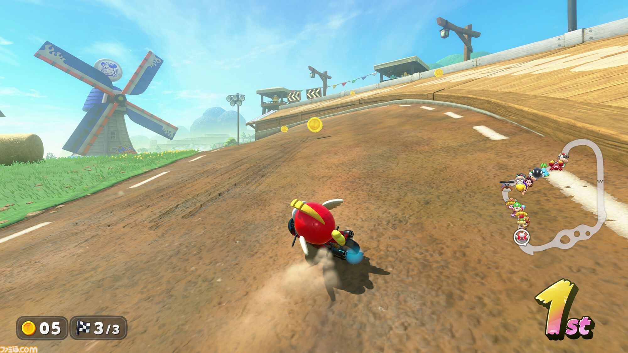 『マリオカート ワールド』24台のレースは混戦・スリリング。ドンドン脱落する“サバイバル”はスピーディー（約10分）に大陸横断、“グランプリ”のレースはコースどうしをつなぐ道でも開催
