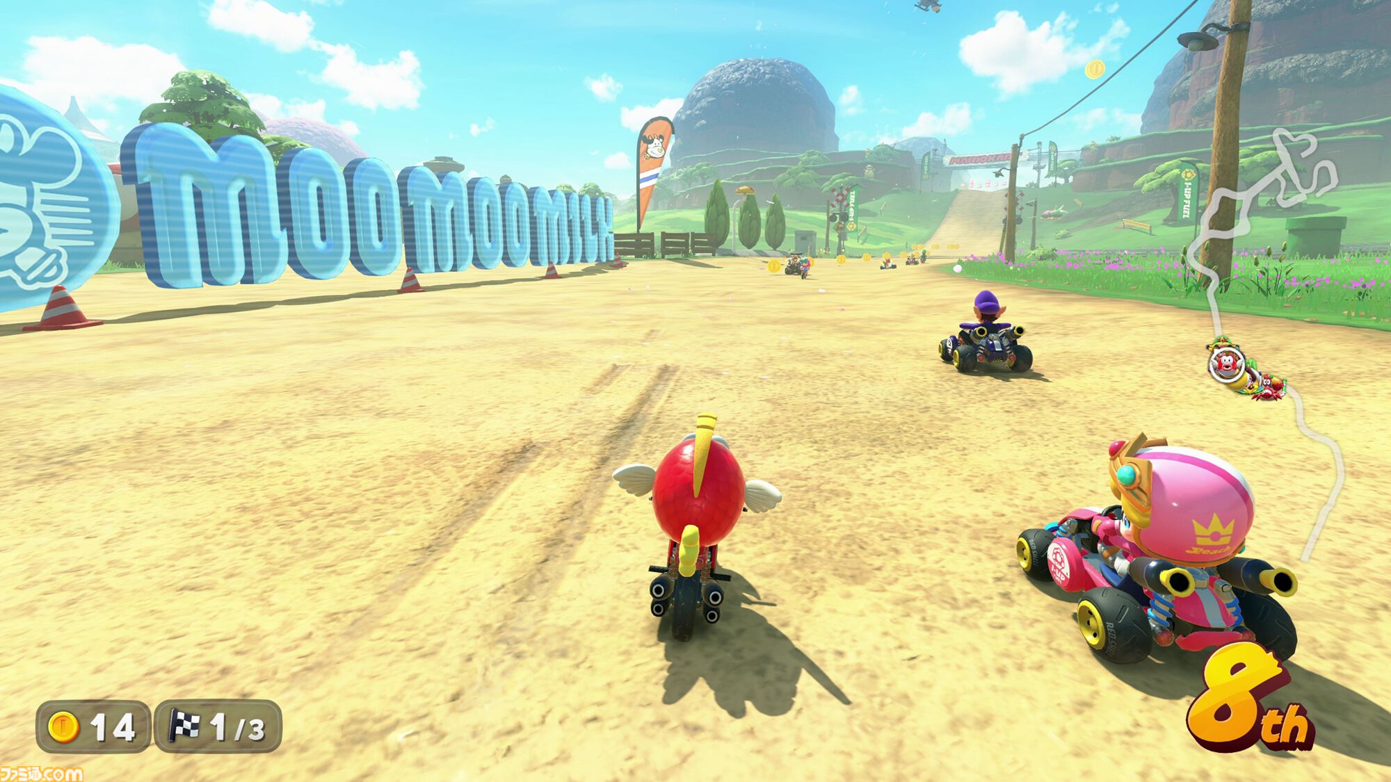 『マリオカート ワールド』24台のレースは混戦・スリリング。ドンドン脱落する“サバイバル”はスピーディー（約10分）に大陸横断、“グランプリ”のレースはコースどうしをつなぐ道でも開催