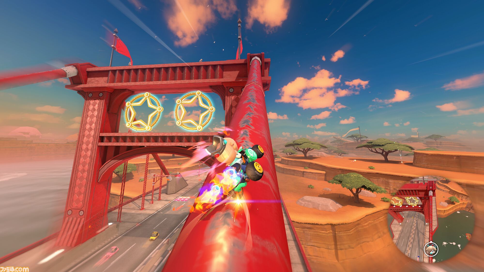 『マリオカート ワールド』のフリーランはカートで陸海空を走るオープンワールド。自由なドライブにPスイッチなどの遊びの要素が満載、楽しすぎる
