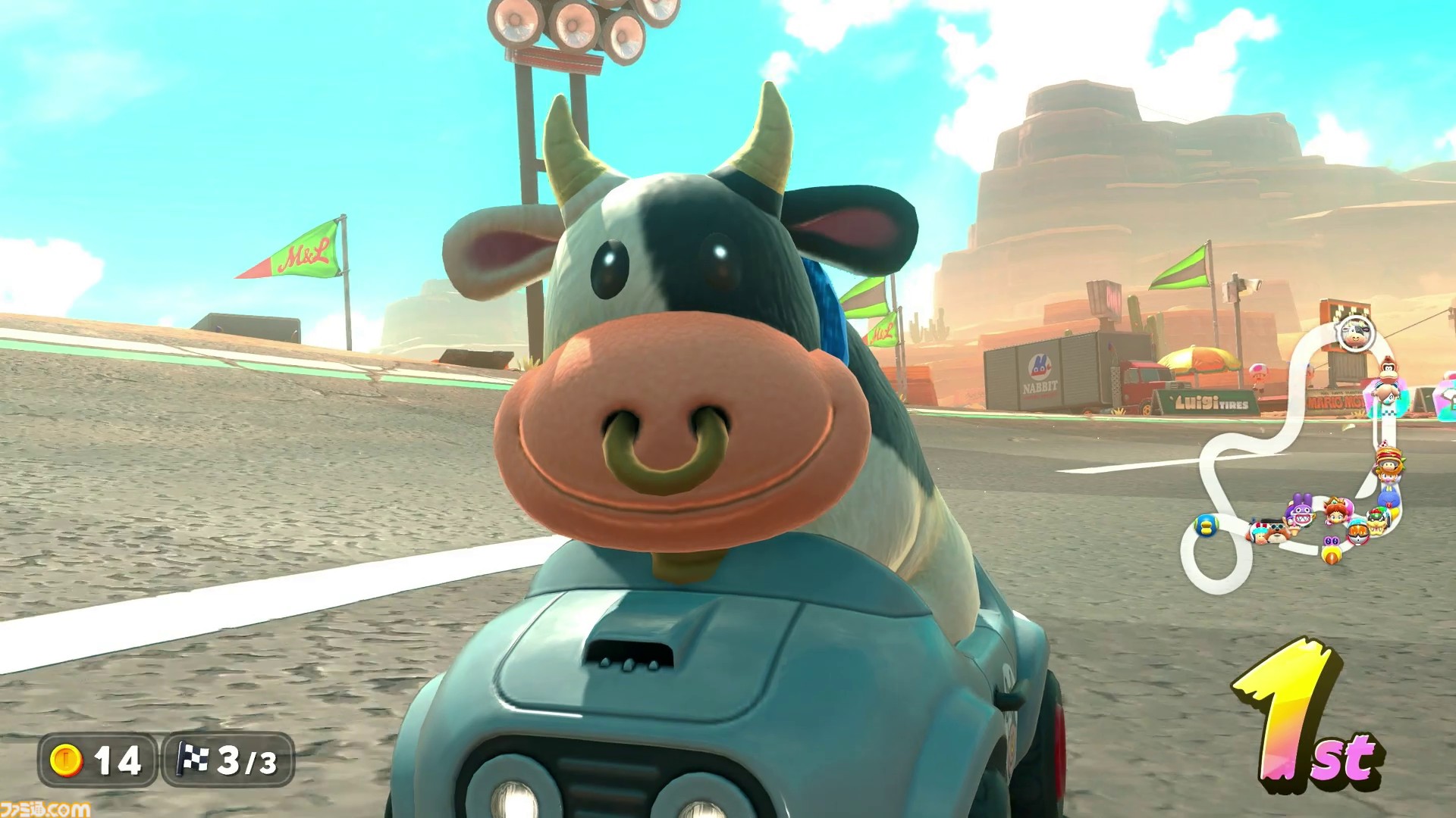 『マリオカート ワールド』ウシがかわいすぎてモーたまらん。“モーモーカントリー”のこだわりもパシャリ、グランプリで1位でゴールするとドヤ顔に