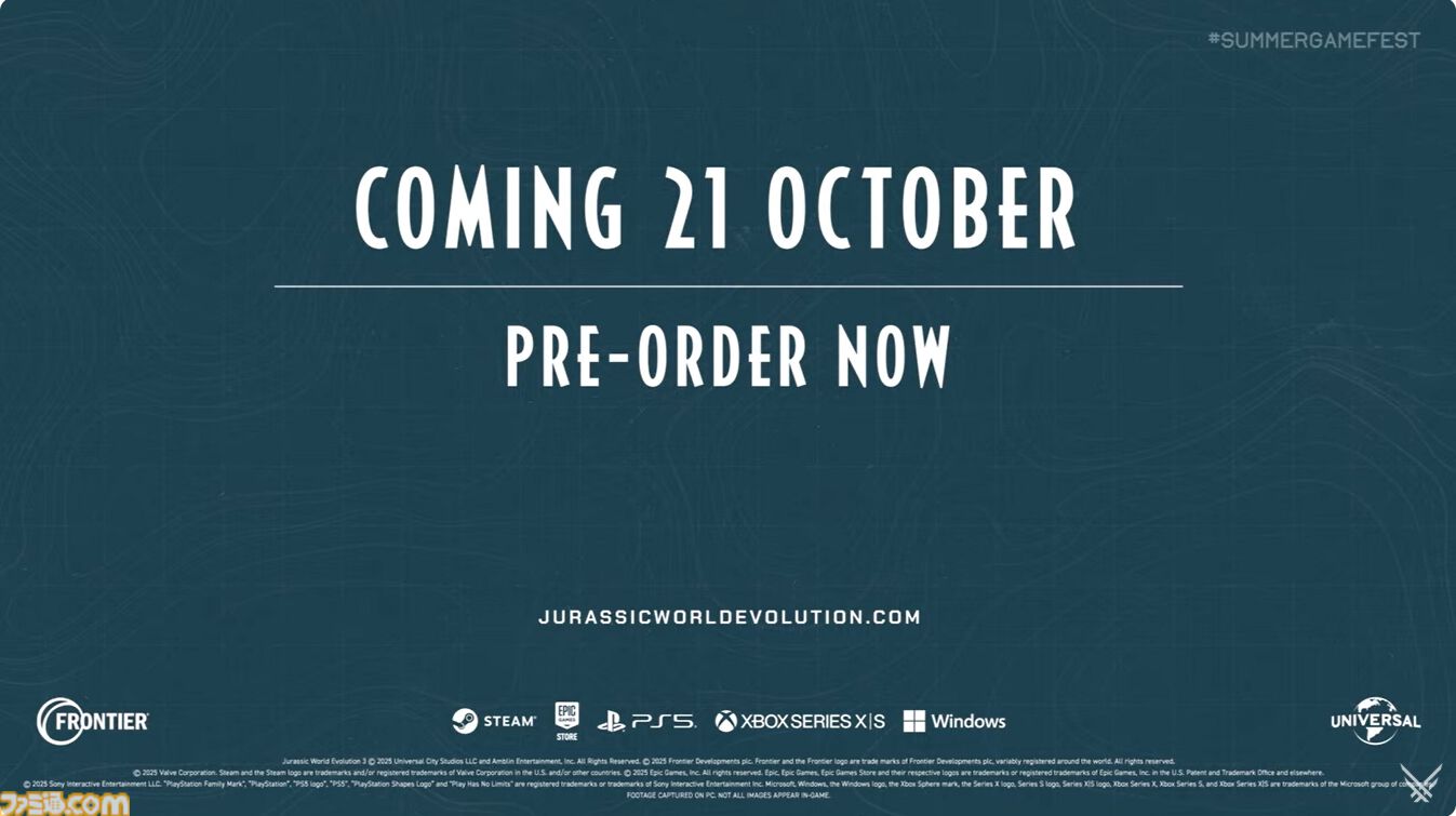 『ジュラシック・ワールド・エボリューション3』が10月21日発売発表。世代を超えて大迫力の恐竜たちを育て上げることが可能に【Summer Game Fest 2025】