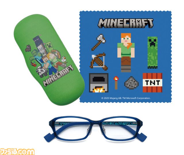 『マインクラフト』デザインのメガネがパリミキより発売。クリーパーや作業台、ツルハシをさりげなくデザイン。ブロック風ケースも登場