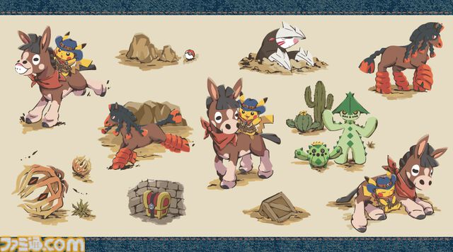 『ポケモン』ピカチュウがドロバンコに乗って砂漠を旅するグッズが6月21日にポケセンで発売。デニム生地のウエスタンハットやシャツで親子コーデも