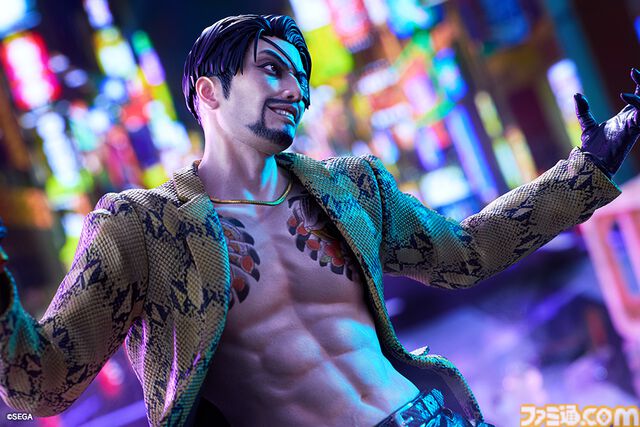 『龍が如く』真島吾朗の1/6スケールフィギュアが登場。大迫力の狂気溢れる戦闘シーンを再現。セガストア特典として東城会本部の布ポスターが付属する