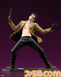 『龍が如く』真島吾朗の1/6スケールフィギュアが登場。大迫力の狂気溢れる戦闘シーンを再現。セガストア特典として東城会本部の布ポスターが付属する