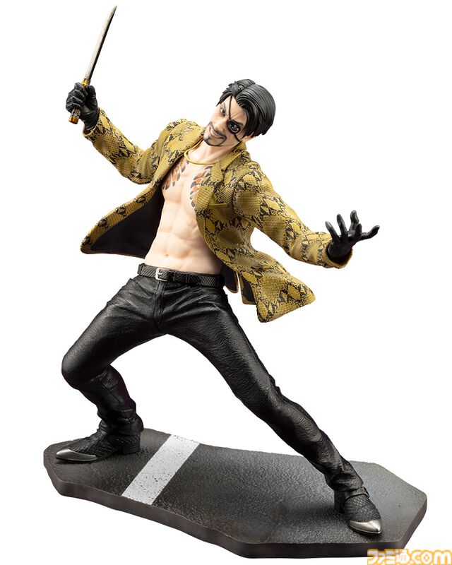 『龍が如く』真島吾朗の1/6スケールフィギュアが登場。大迫力の狂気溢れる戦闘シーンを再現。セガストア特典として東城会本部の布ポスターが付属する