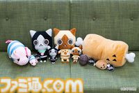 『モンハン』アイルー、プーギーのぬいぐるみがアミューズメント専用景品として6月下旬より登場。7月下旬からはこんがり肉のクッションも展開
