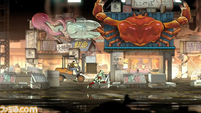 『SHINOBI 復讐の斬撃』新ステージ“魚市場”公開。動く巨大タコ看板やコンテナを飛び移りながら戦うダイナミックな忍者バトル