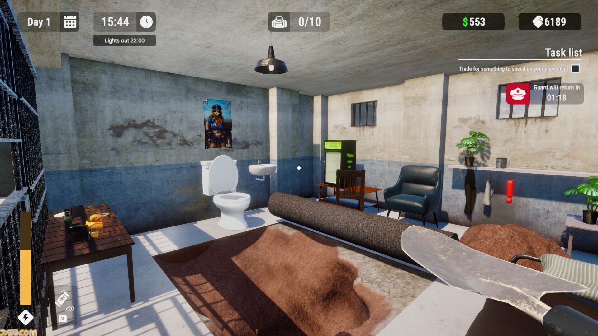 『Prison Escape Simulator: Dig Out』刑務所の床をスプーンでコツコツ掘って脱獄。獄中生活を快適にする牢内のアップグレードやギャンブルもできちゃう脱獄シミュレーターが登場