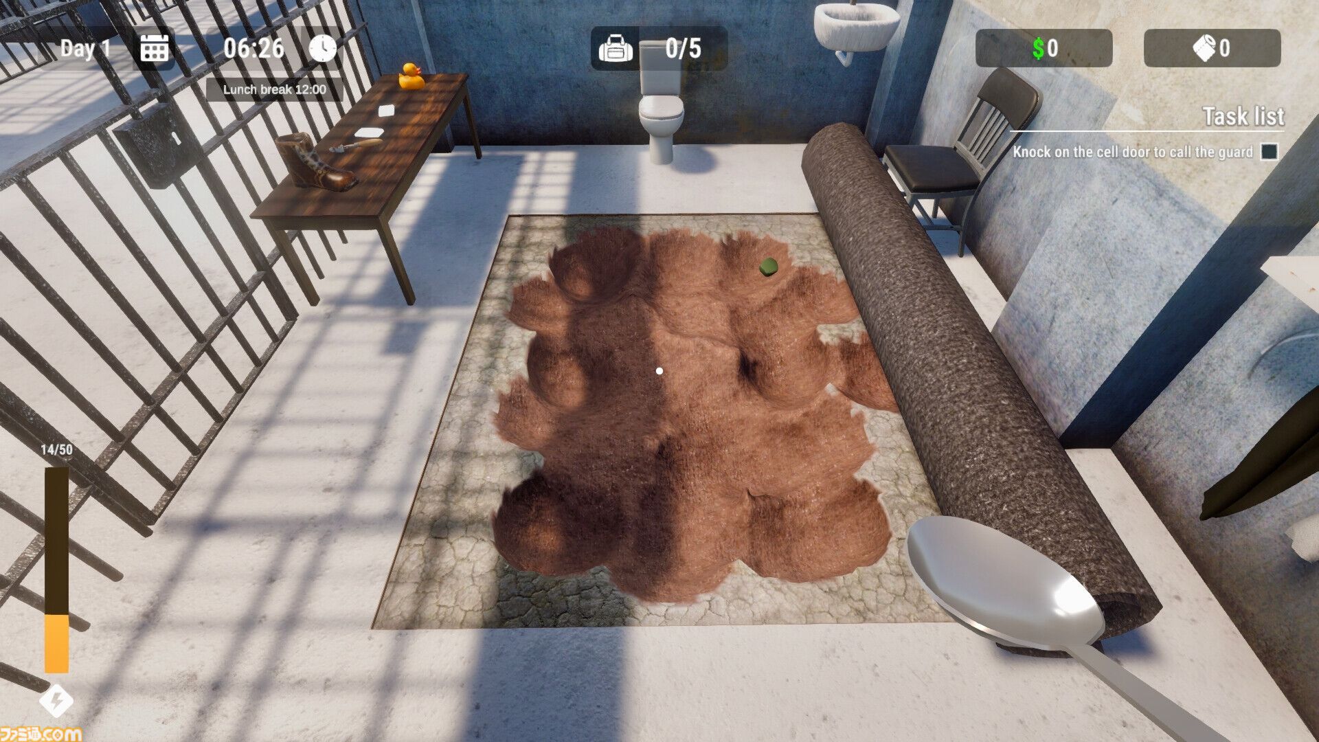 『Prison Escape Simulator: Dig Out』刑務所の床をスプーンでコツコツ掘って脱獄。獄中生活を快適にする牢内のアップグレードやギャンブルもできちゃう脱獄シミュレーターが登場