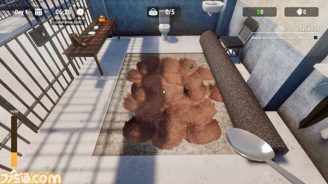 『Prison Escape Simulator: Dig Out』刑務所の床をスプーンでコツコツ掘って脱獄。獄中生活を快適にする牢内のアップグレードやギャンブルもできちゃう脱獄シミュレーターが登場