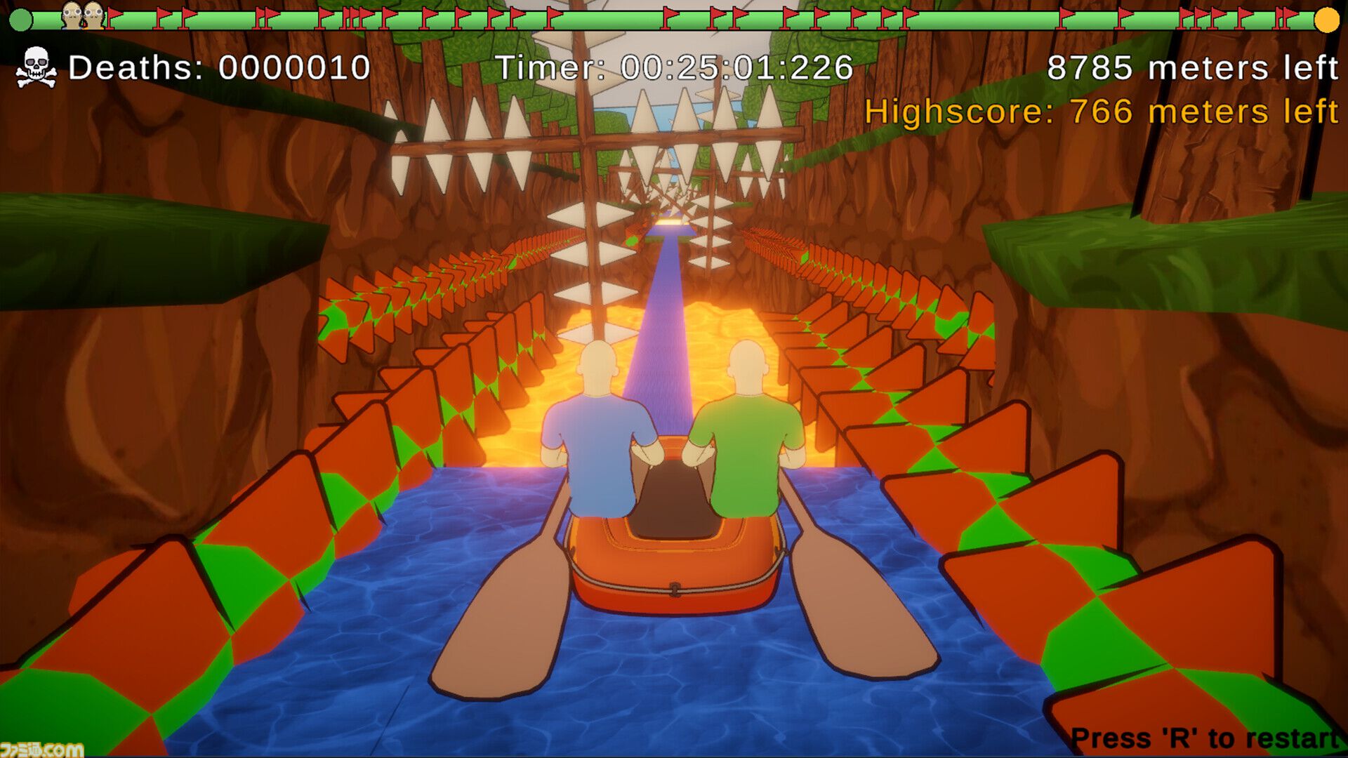 『パドルパドルパドる』ひとり1パドル操作で罠だらけのルート進むイライラ我慢系協力ボートアドベンチャー。喧嘩しても大丈夫な仲のいいふたりでどうぞ