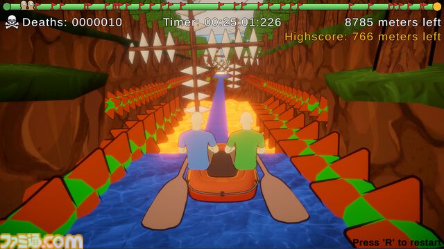 『パドルパドルパドる』ひとり1パドル操作で罠だらけのルート進むイライラ我慢系協力ボートアドベンチャー。喧嘩しても大丈夫な仲のいいふたりでどうぞ