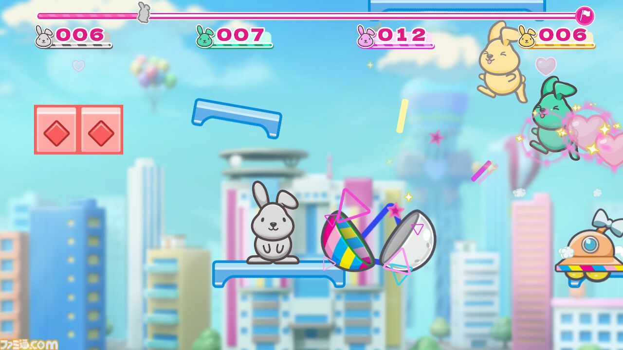 『ラッピーゲームス』TBSの朝番組“ラヴィット！”のマスコットがまさかのゲームに。ラッピーを操作してハートを集める対戦アクション