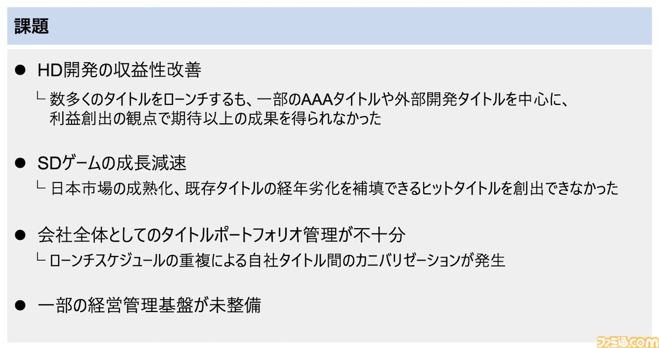 【スクエニ】“再起動の3年間”へ向けた新中期経営計画を発表。前中期経営の反省点を上げつつ、新たな新中期経営計画を公開