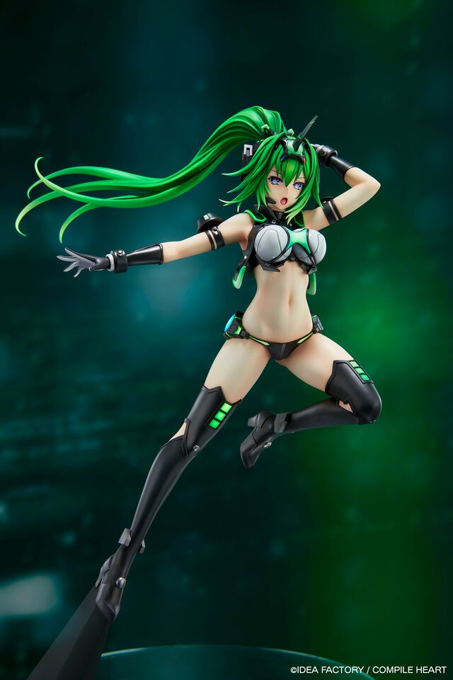 『新次元ゲイム ネプテューヌVII』ネクストグリーンの1/7フィギュアが登場。しなやかで洗練されたフォルムを再現。背部・腕・足の各ユニットはキャストオフ可