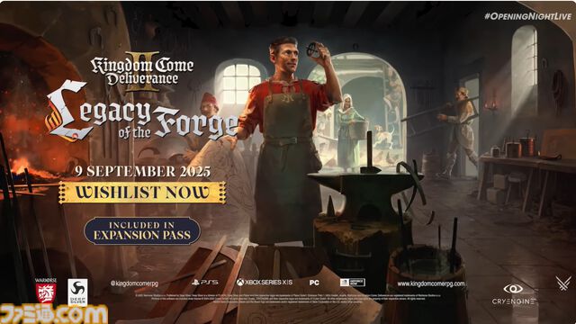 『キングダムカム・デリバランス II』DLC“Legacy of the Forge”が9月9日配信に。ヘンリーが鍛冶場を復興させ、最高の鍛冶屋を目指す【gamescom 2025】