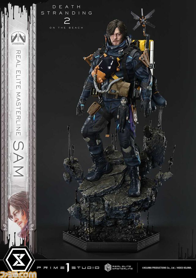 『デススト2』サムの超精巧な1/3スタチューが予約開始。DXボーナス版のお値段は約32万円で、小島秀夫氏サインプリント付ゴールド配達物も付属