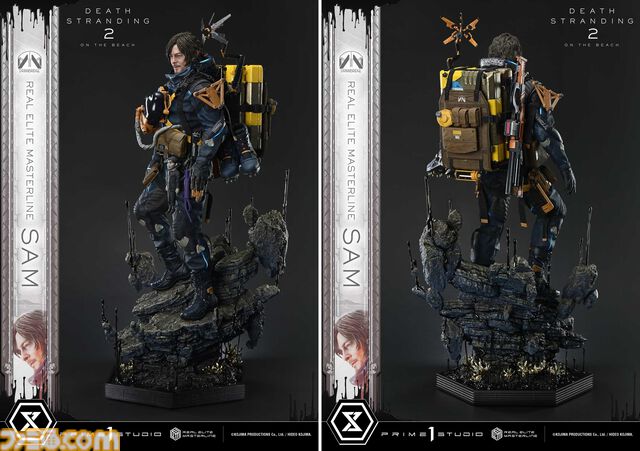 『デススト2』サムの超精巧な1/3スタチューが予約開始。DXボーナス版のお値段は約32万円で、小島秀夫氏サインプリント付ゴールド配達物も付属