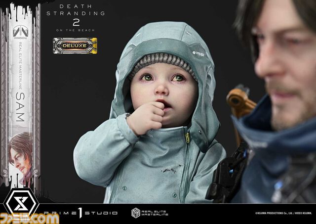 『デススト2』サムの超精巧な1/3スタチューが予約開始。DXボーナス版のお値段は約32万円で、小島秀夫氏サインプリント付ゴールド配達物も付属