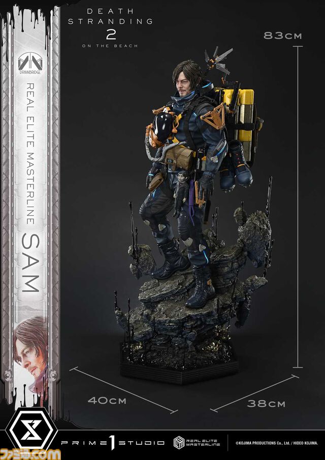 『デススト2』サムの超精巧な1/3スタチューが予約開始。DXボーナス版のお値段は約32万円で、小島秀夫氏サインプリント付ゴールド配達物も付属