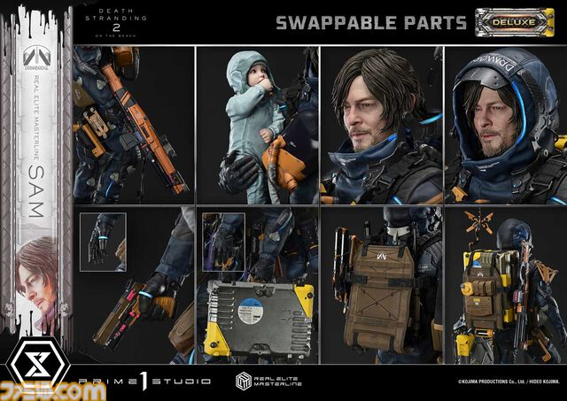 『デススト2』サムの超精巧な1/3スタチューが予約開始。DXボーナス版のお値段は約32万円で、小島秀夫氏サインプリント付ゴールド配達物も付属