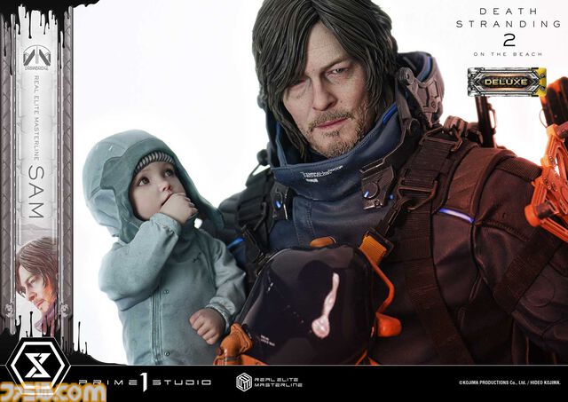 『デススト2』サムの超精巧な1/3スタチューが予約開始。DXボーナス版のお値段は約32万円で、小島秀夫氏サインプリント付ゴールド配達物も付属