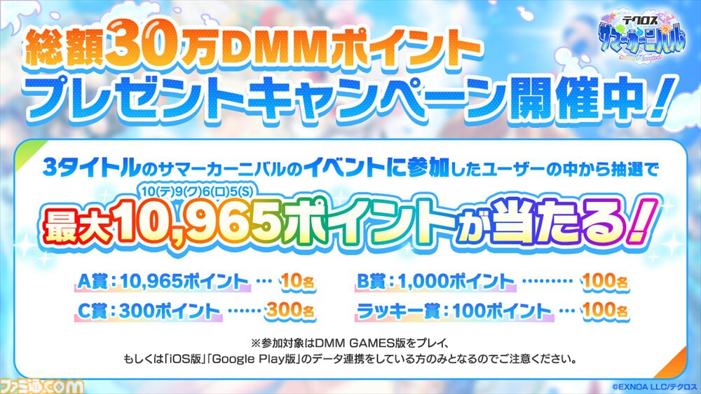 3タイトル合計最大300連のガチャチケットがもらえる。『神姫PROJECT