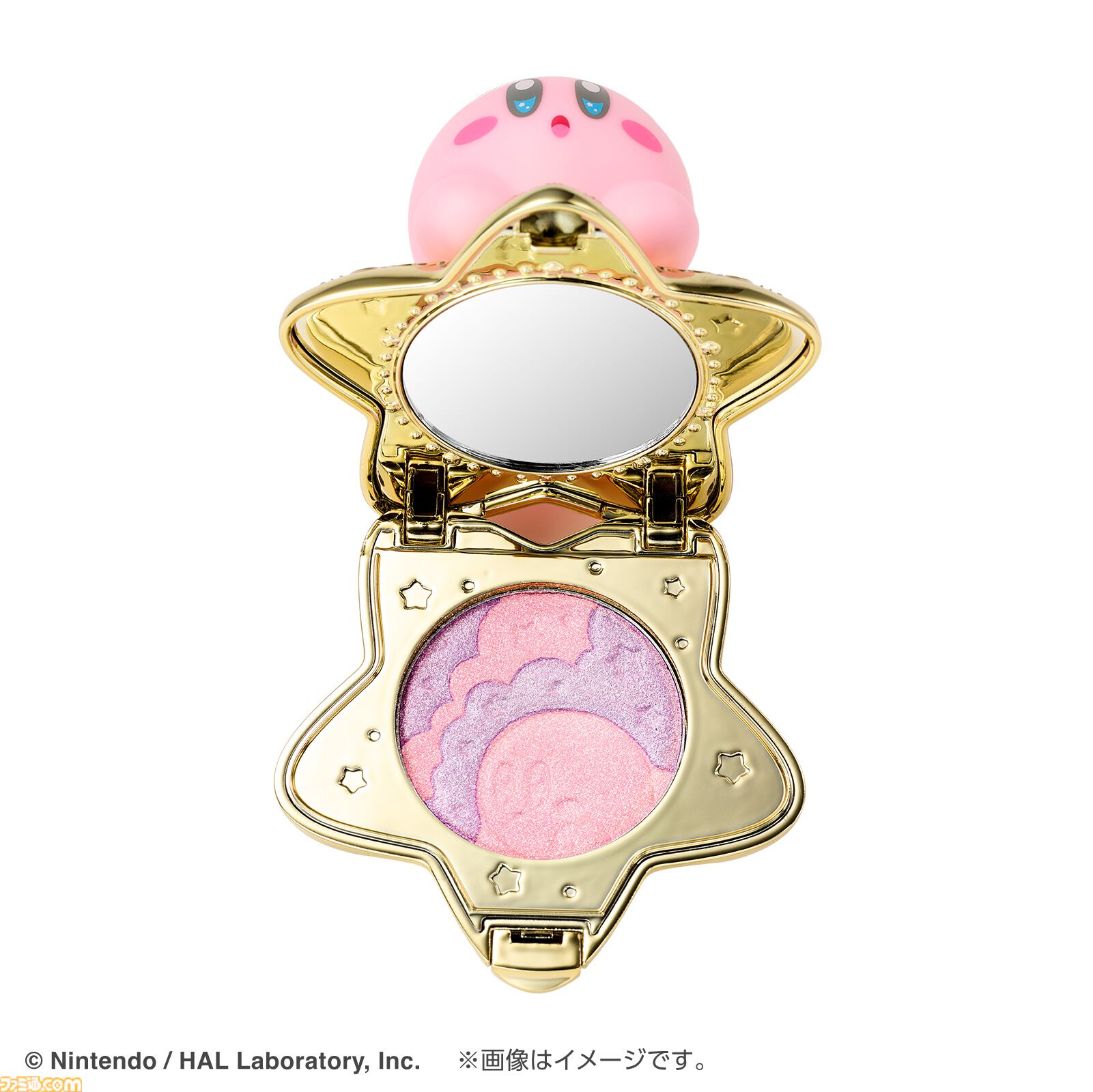 『星のカービィ』新作コスメが登場。カービィが乗ったワープスター型パウダーケースがかわいい。パウダーはカービィと雲をイメージした2色