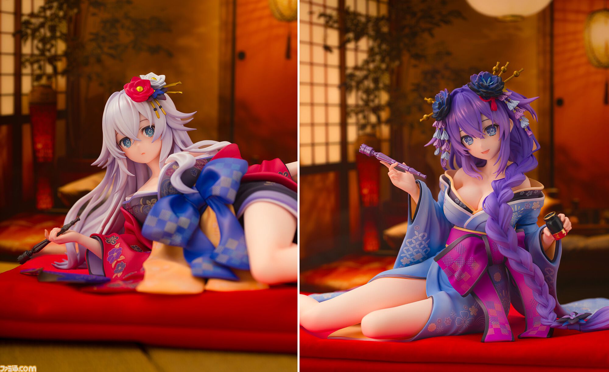 四女神オンライン　パープルハート　ブラックハート　フィギュアセット　ネプテューヌ ネプテューヌ』和服姿のパープルハート＆ブラックハートのフィギュアが