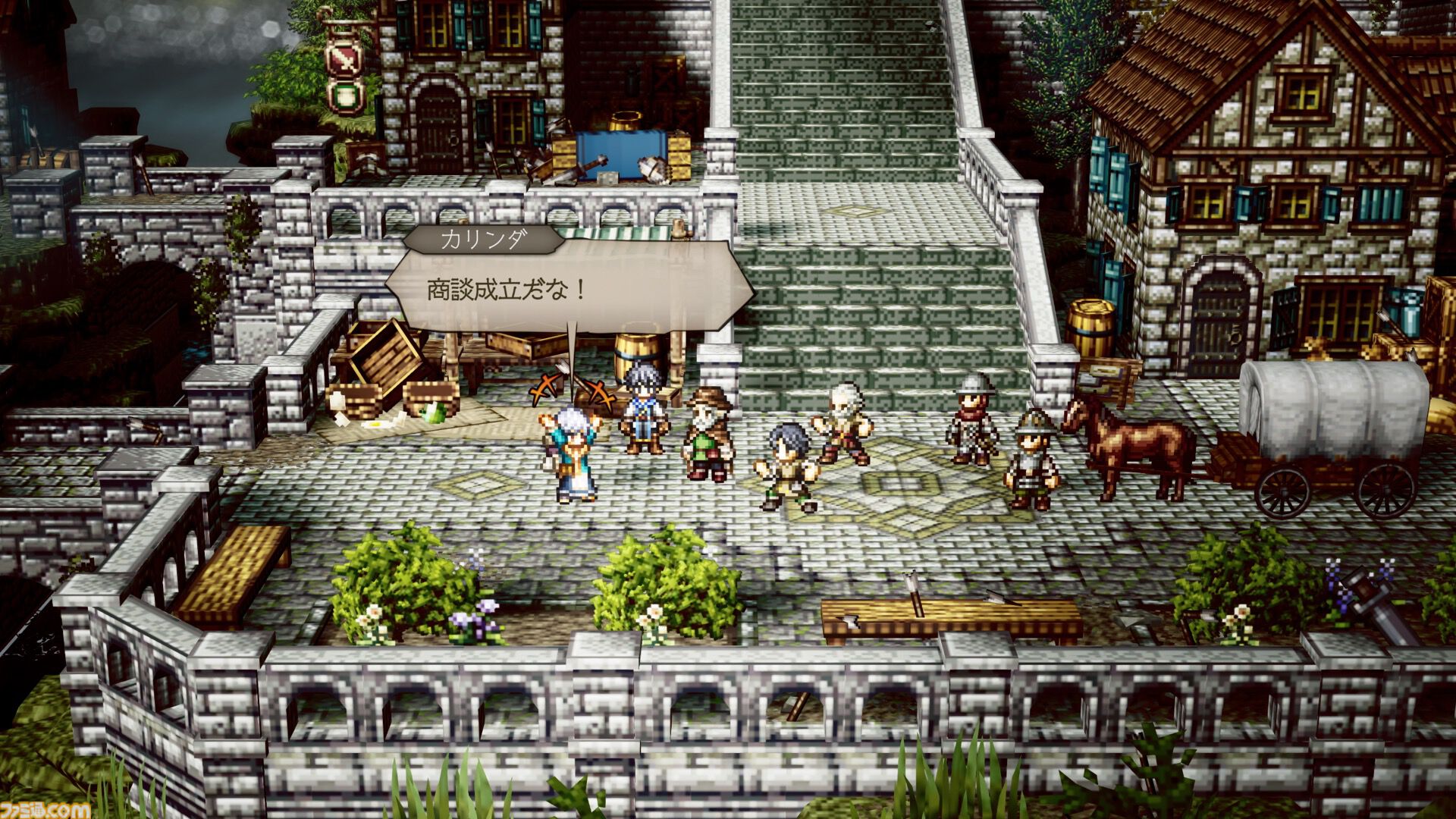 『オクトパストラベラー0』オルステラ大陸の支配を目論む暴虐の王とそれに立ち向かう仲間たちが新たに公開。魔物闘技場など新システム“タウンビルド”で建設できる建物も紹介