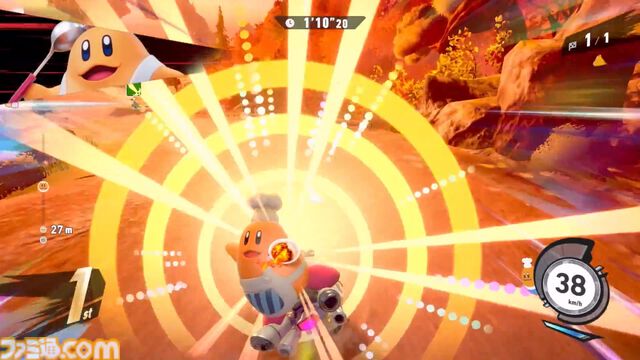 『カービィのエアライダー』ディレクター桜井政博による解説プレイ動画公開。コックカワサキがウィリーバイクで走る