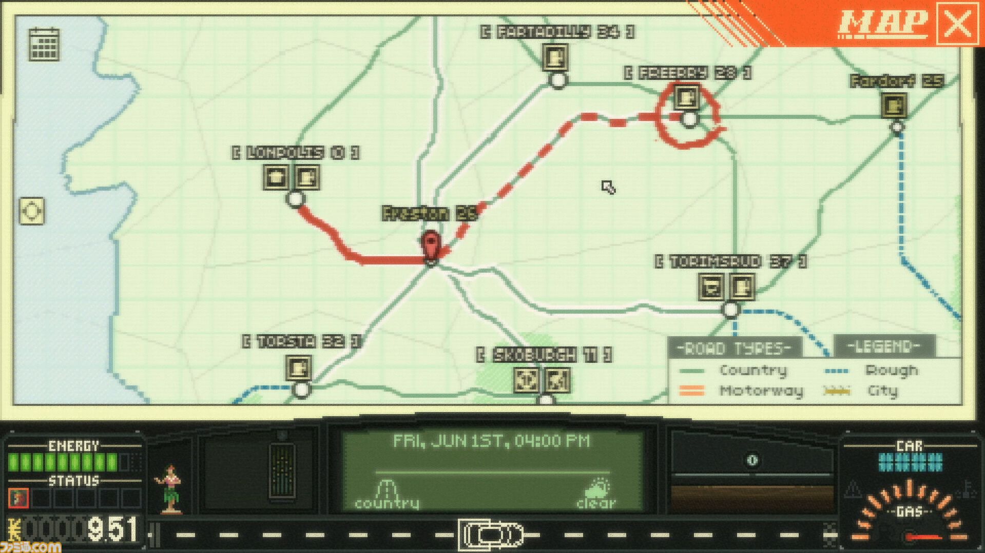 『Keep Driving』ヒッチハイカーと旅するドライブRPGが日本語対応。愛車とともに2000年代初頭のピクセルアート世界をノスタルジックに巡る
