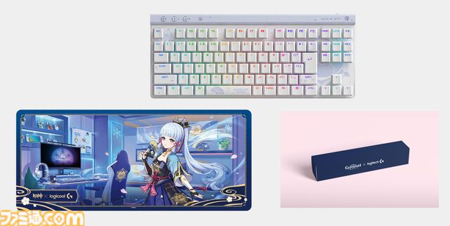 『原神』神里綾華モデルのワイヤレスキーボード、ワイヤレスヘッドセットが10月16日発売。ロジクールGとのコラボ製品。白と青を基調としたデザイン