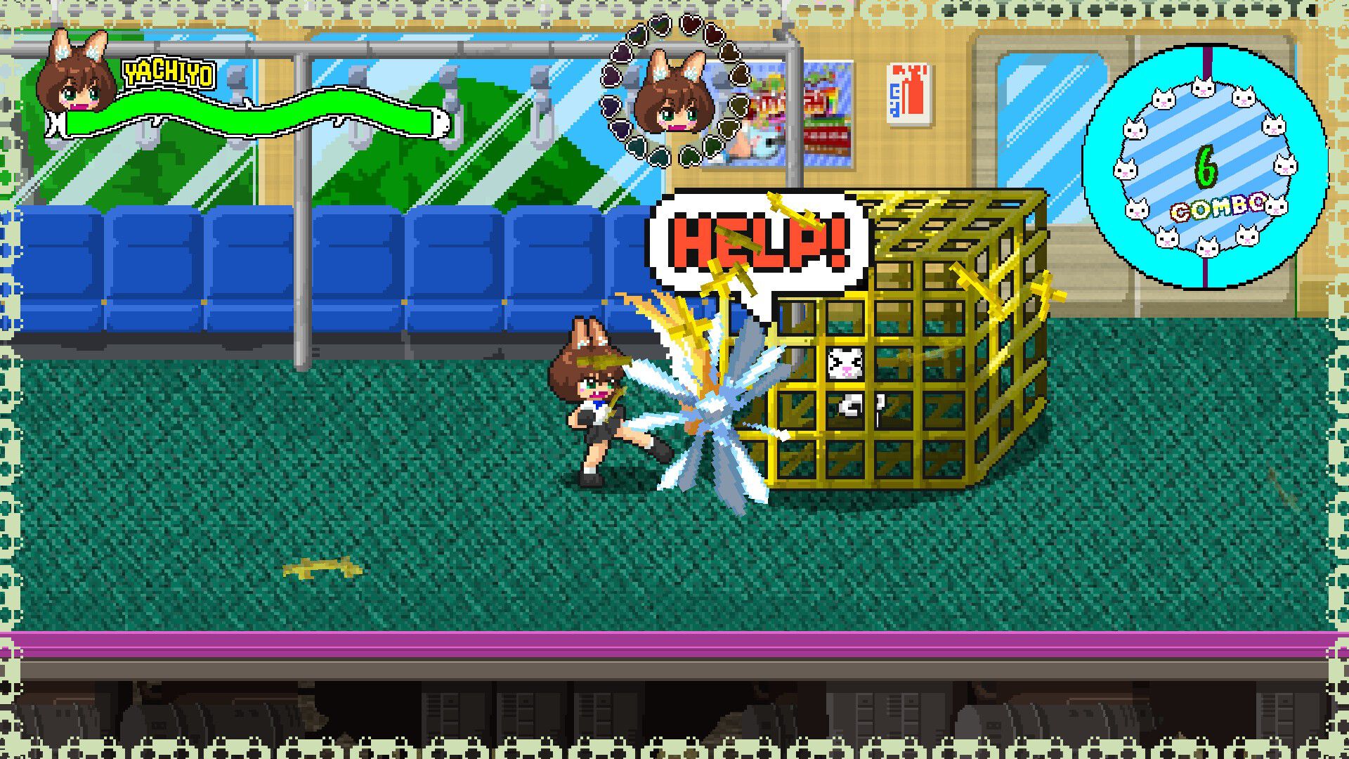『ネコパワー！やちよ』猫ちゃんといっしょにワルモノ退治。90年代レトロ風のドット絵アクション体験版が公開