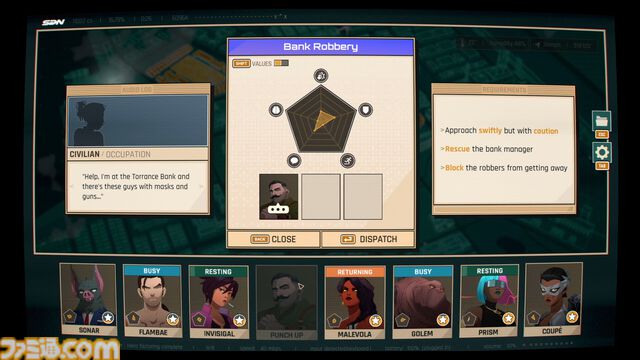 『Dispatch』ヒーロー派遣会社で働くゲームが本日（10/22）発売。元ヴィランのリハビリや社内の人間関係の管理を担当することも